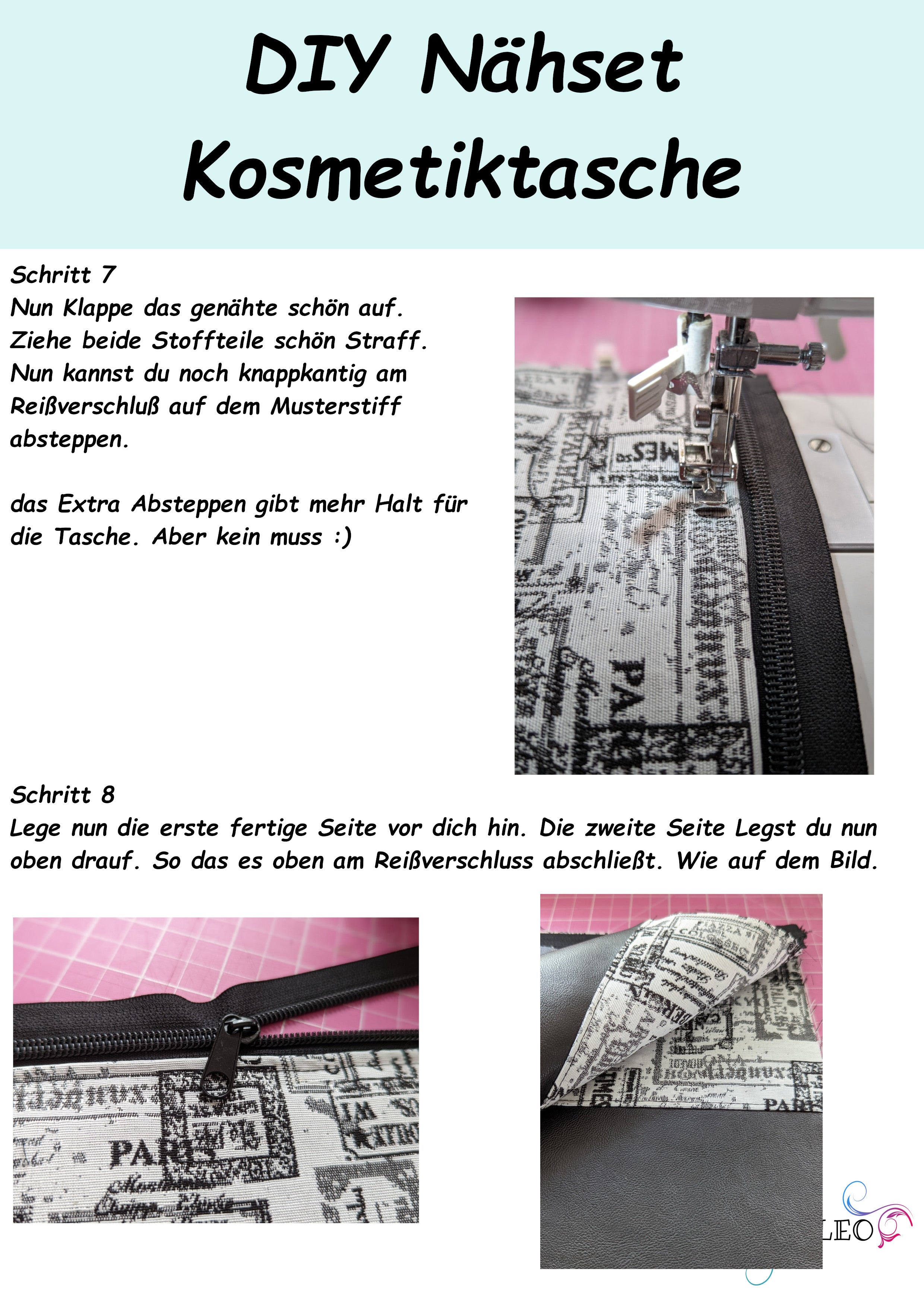 Nähset Kosmetiktasche - Rose -