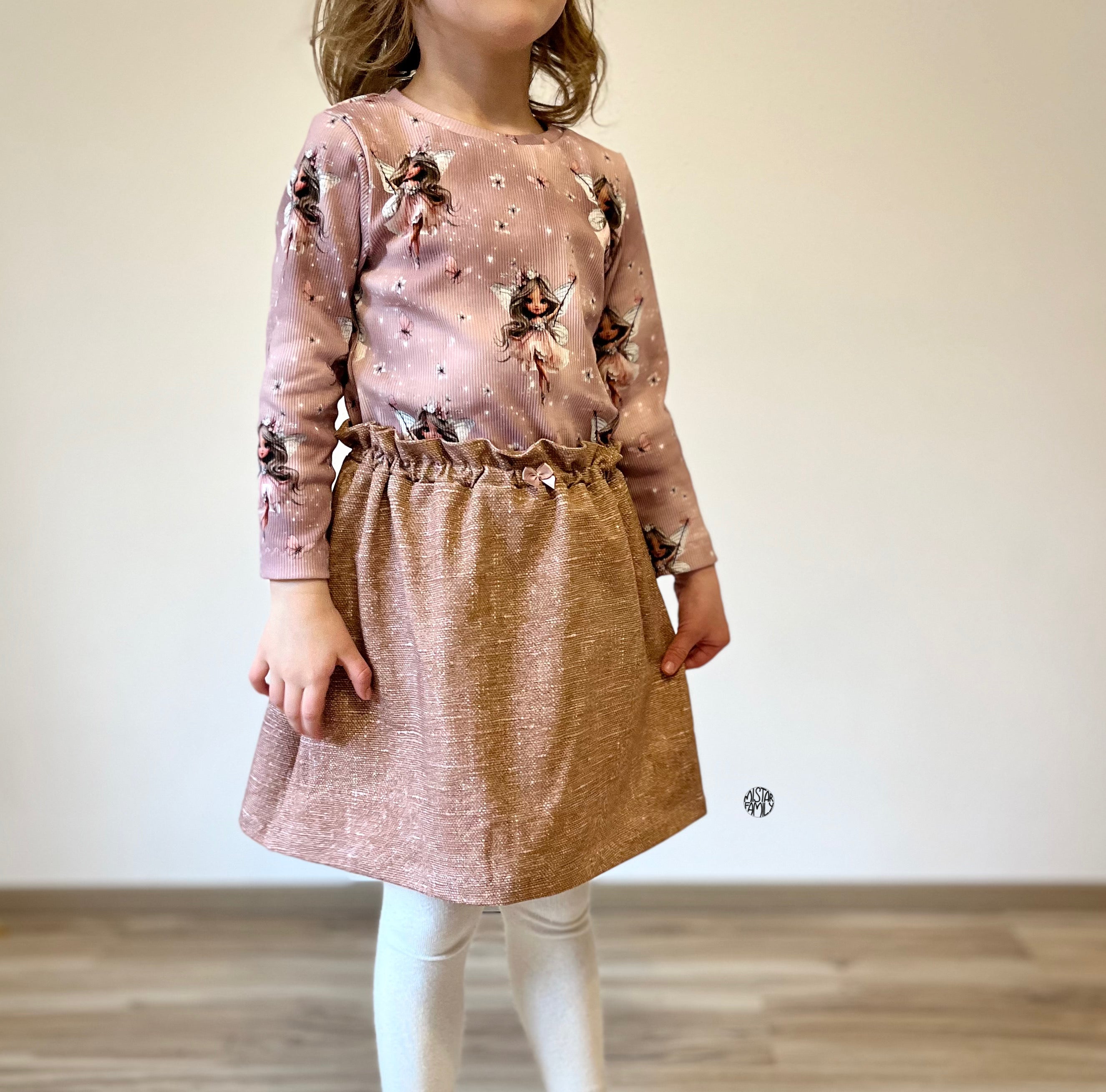 Eigenproduktion Baumwolljersey Schmetterlingsfee auf Altrosa