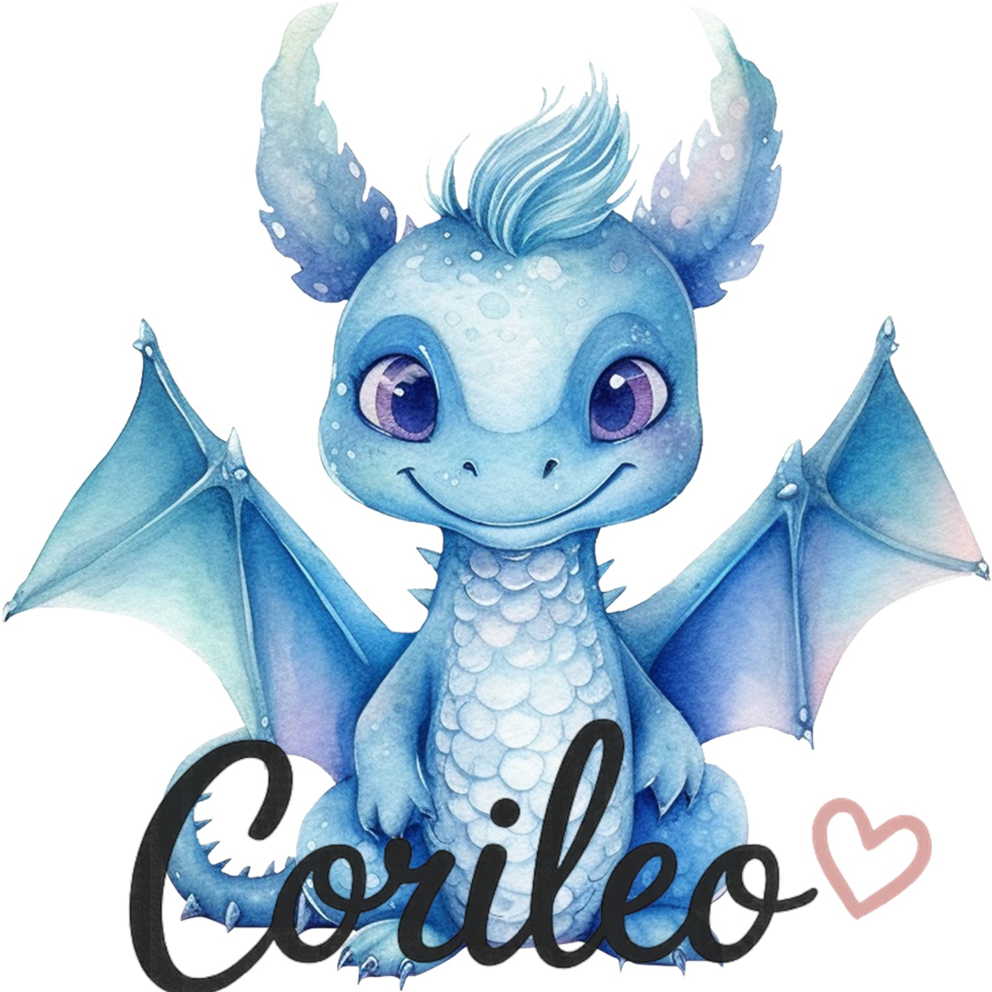Bügelbild Drache Hellblau