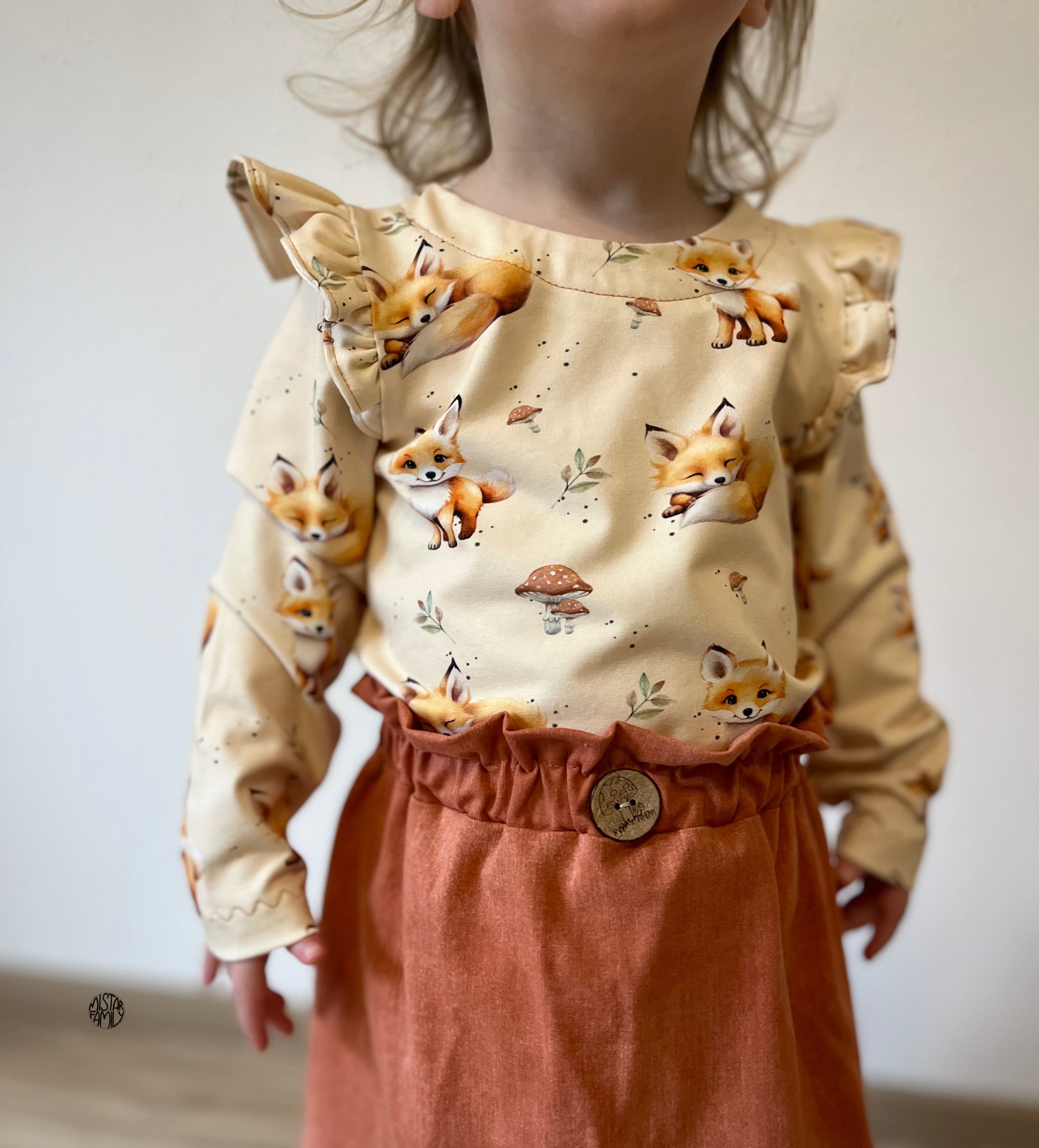 Eigenproduktion Baumwolljersey Sweet Baby Fuchs auf Hell Ocker