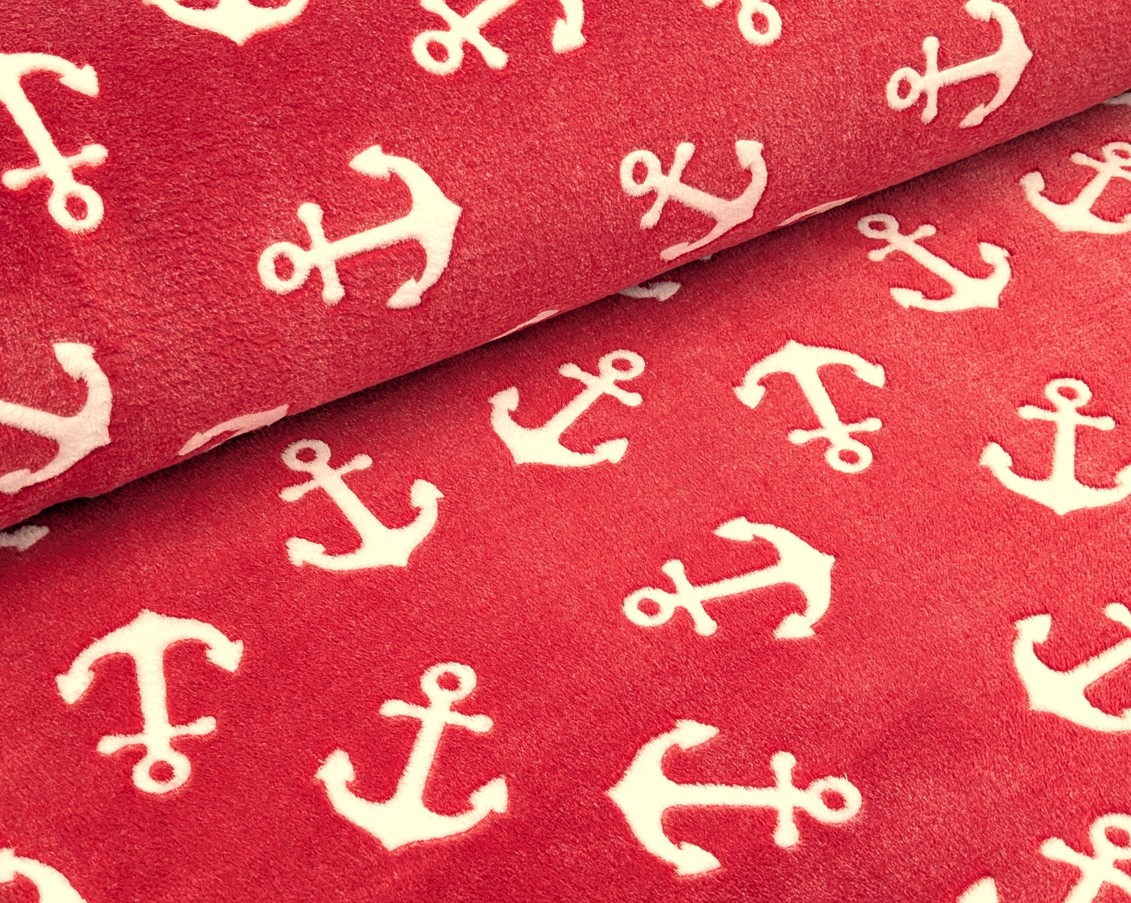 Jacquard Fleece Anker auf Rot