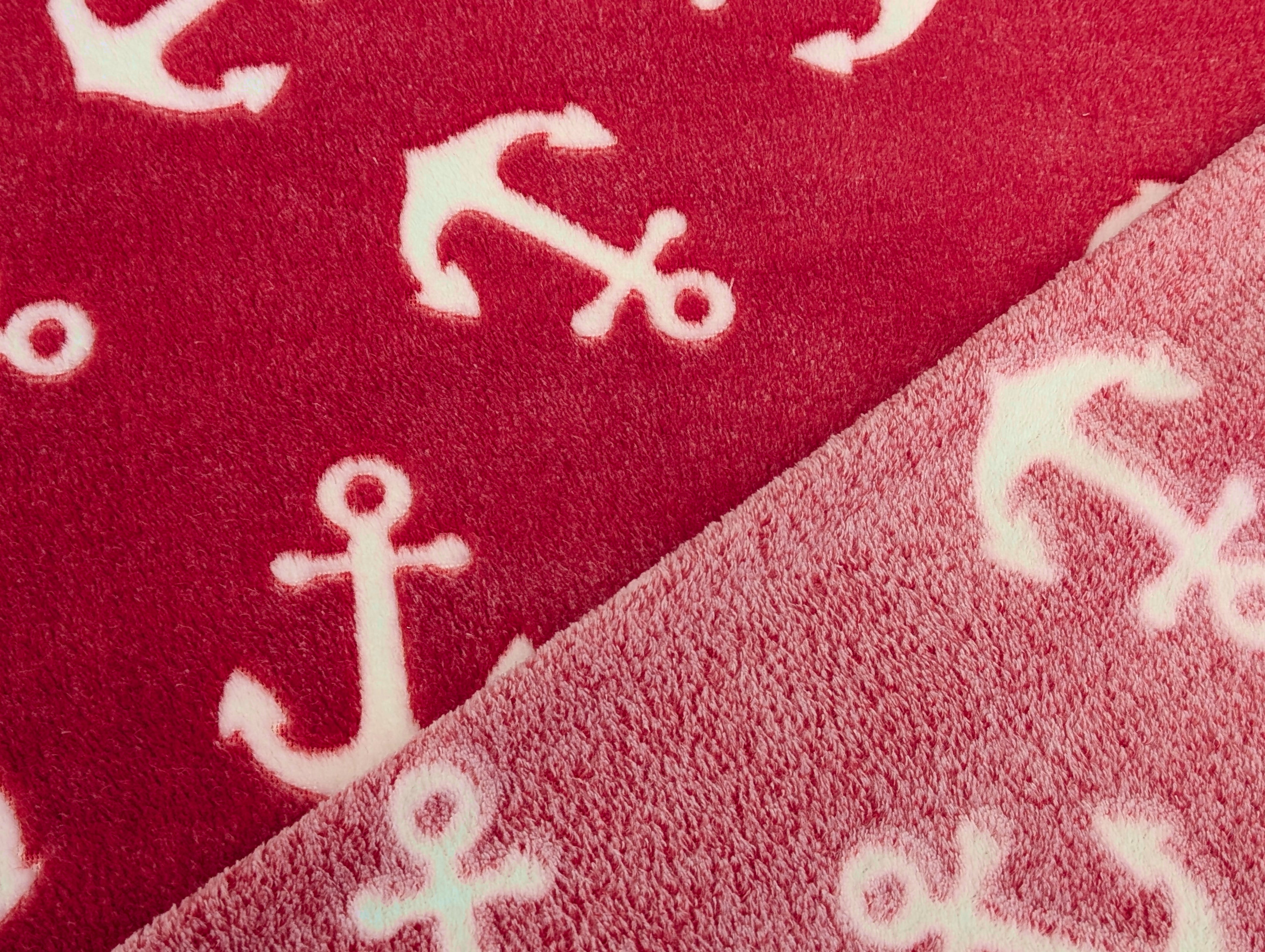 Jacquard Fleece Anker auf Rot