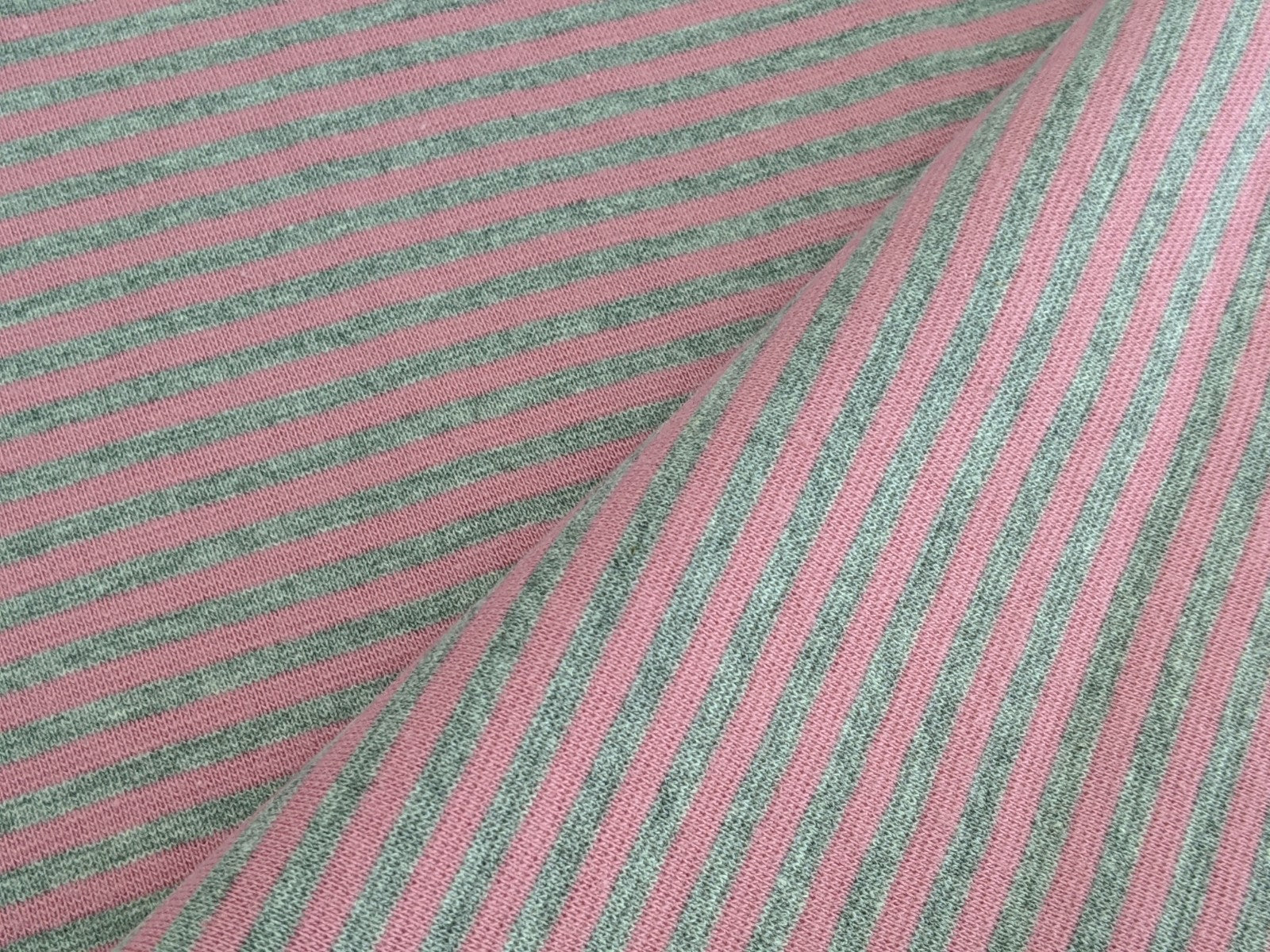 Bündchen Streifen Hellrosa / Hellgrau Meliert 3mm