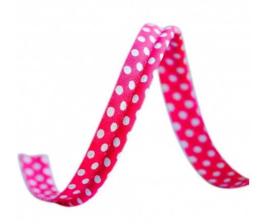 Paspelband 9 mm Pink Weiss Punkte