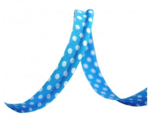 Paspelband 9 mm Hellblau Weiss Punkte