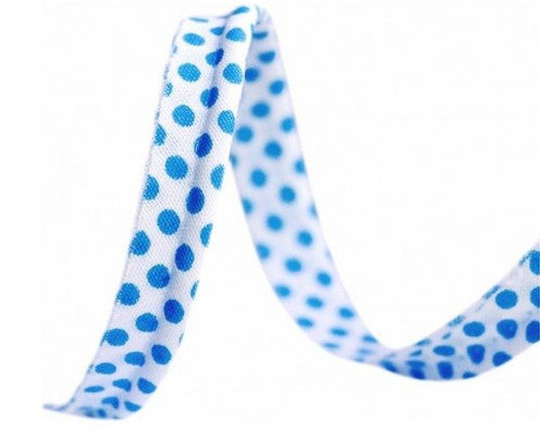 Paspelband 9 mm Weiss Hellblau Punkte