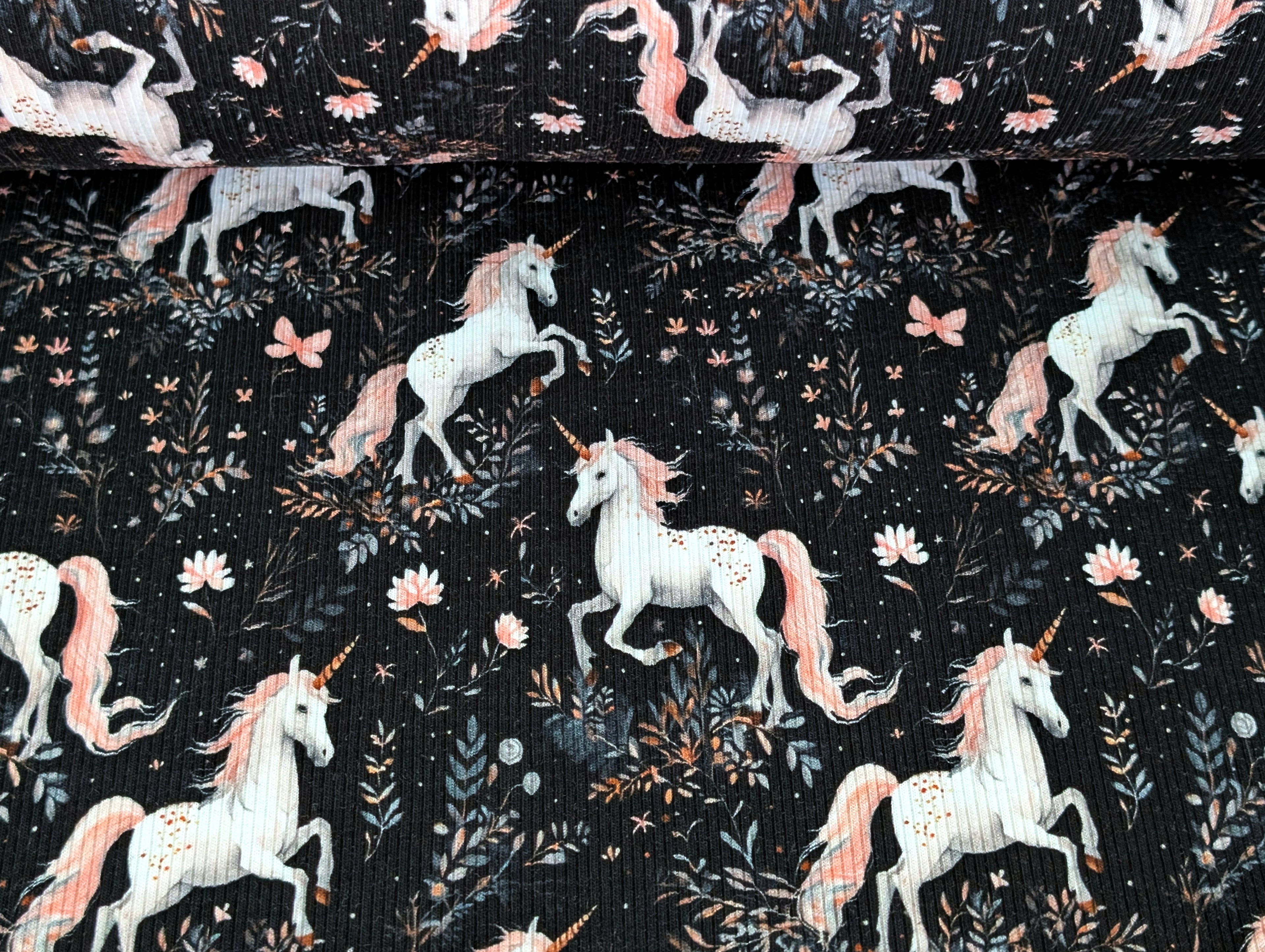 Eigenproduktion Rib Jersey Unicorn Nachtblau