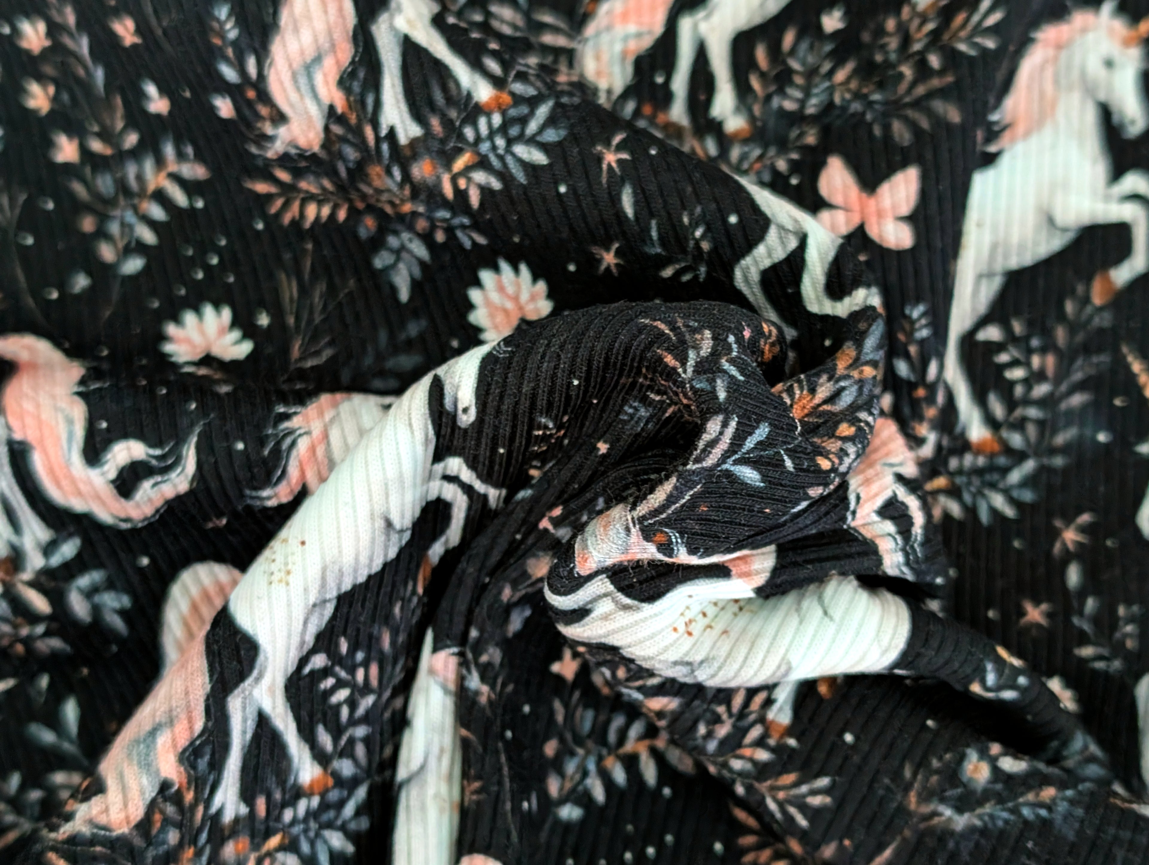 Eigenproduktion Rib Jersey Unicorn Nachtblau