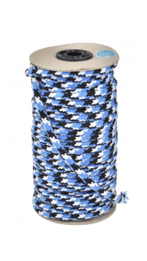 Rundkordel 8mm schwarz/weiß/hellblau