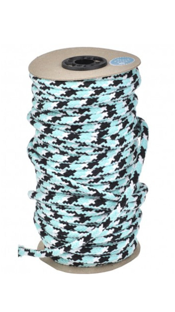 Rundkordel 8 mm schwarz/weiß/aqua