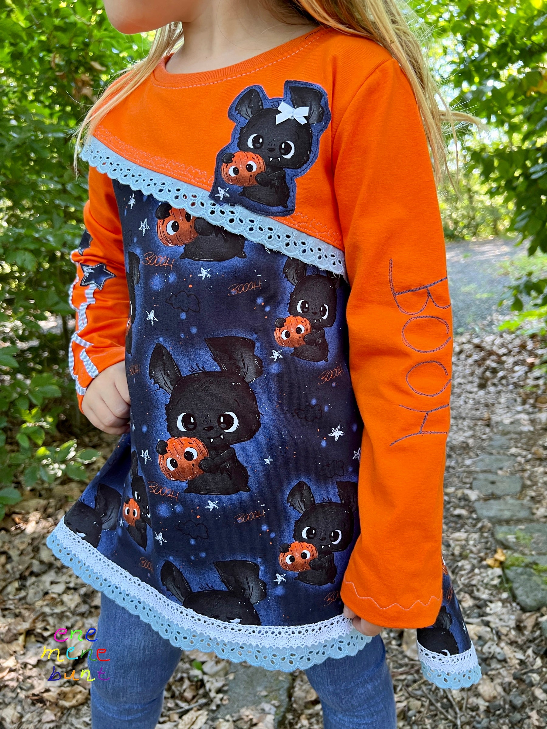 Reststück Eigenproduktion Baumwolljersey Fledi Fledermaus Deepblue